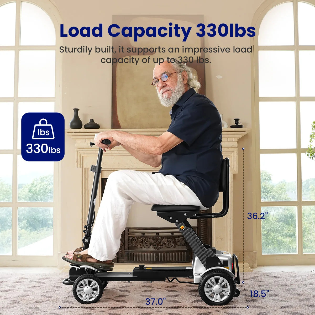 Maidesite Foldable Carbon Fiber Mobility Scooter Electric Powered For Seniors