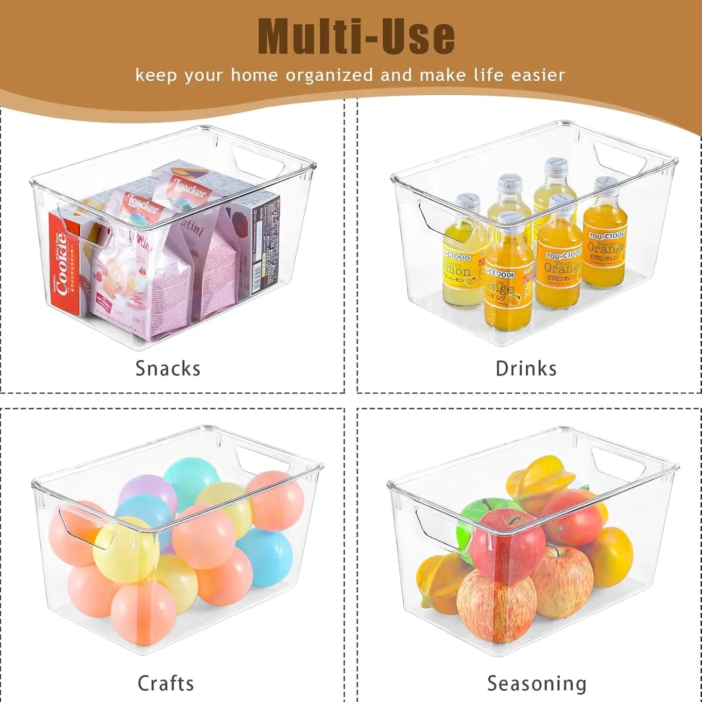 6 Pack Clear Storage Bins With Lids