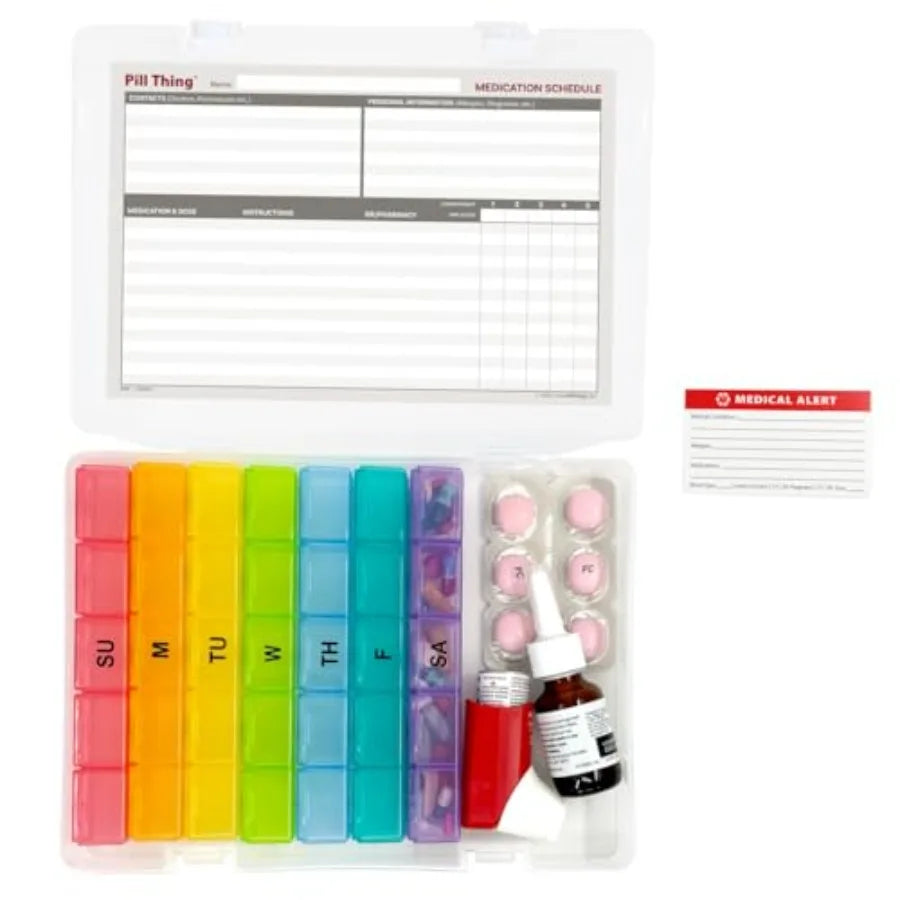 Five Times a Day Weekly Pill Box Organizer With Schedule
