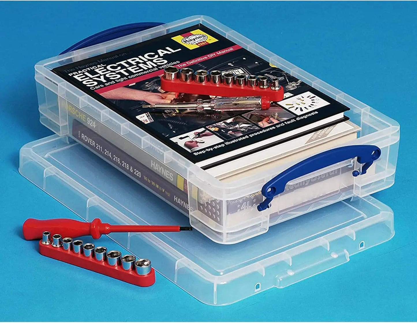 Plastic Stackable Storage Container with Snap Lid and Clip Handles