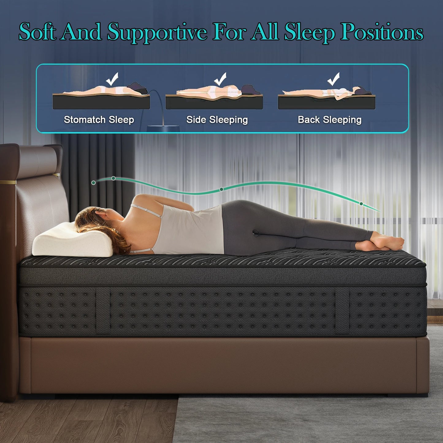 LayRoad Memory Foam Spring Boxed Mattress Medium Firmness Pressure Relief