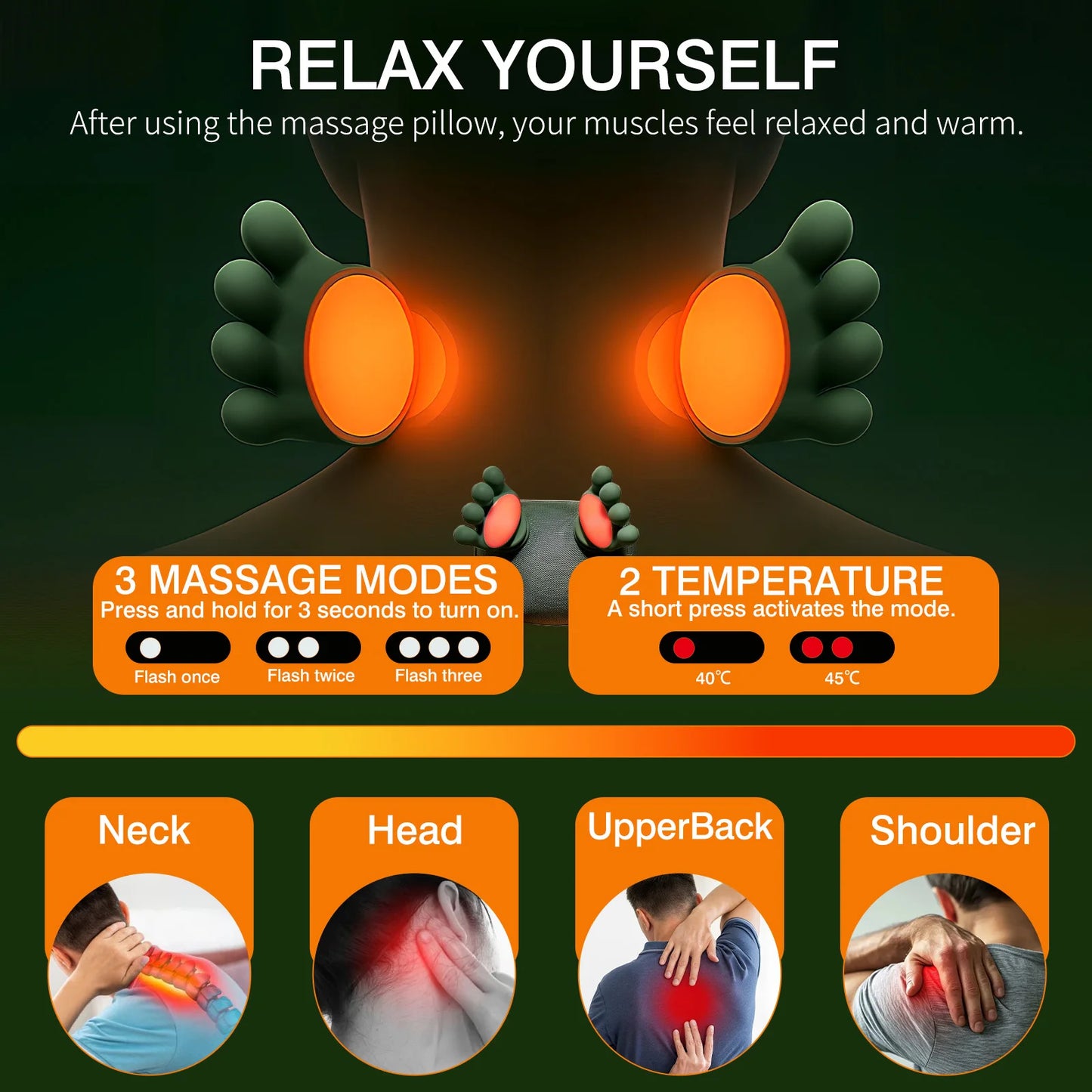 Shoulder Neck Massager Bionic Heated 4D Kneading Simulated Palm Massage