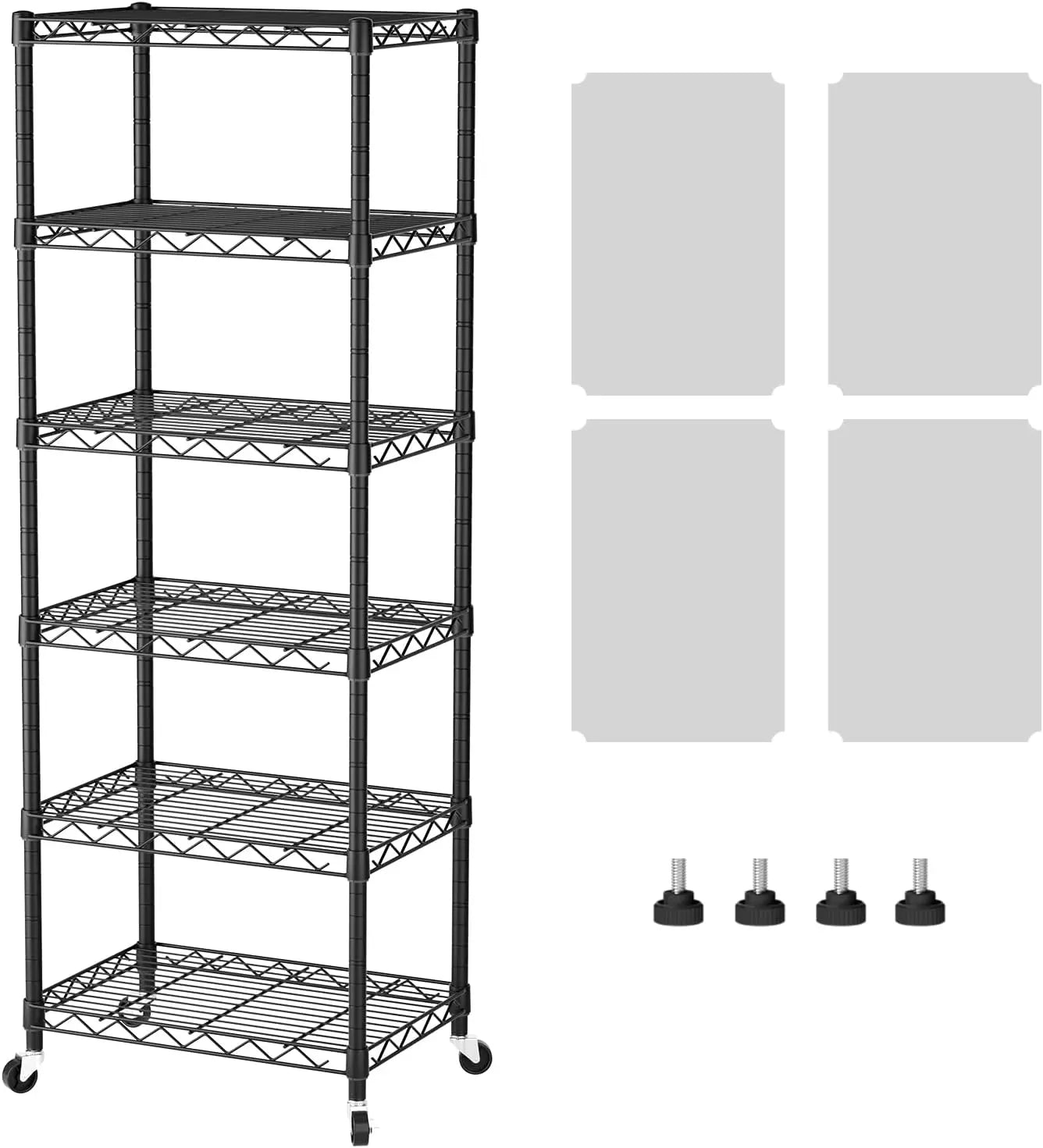 6-Tier Adjustable Wire Storage Shelves With Wheels