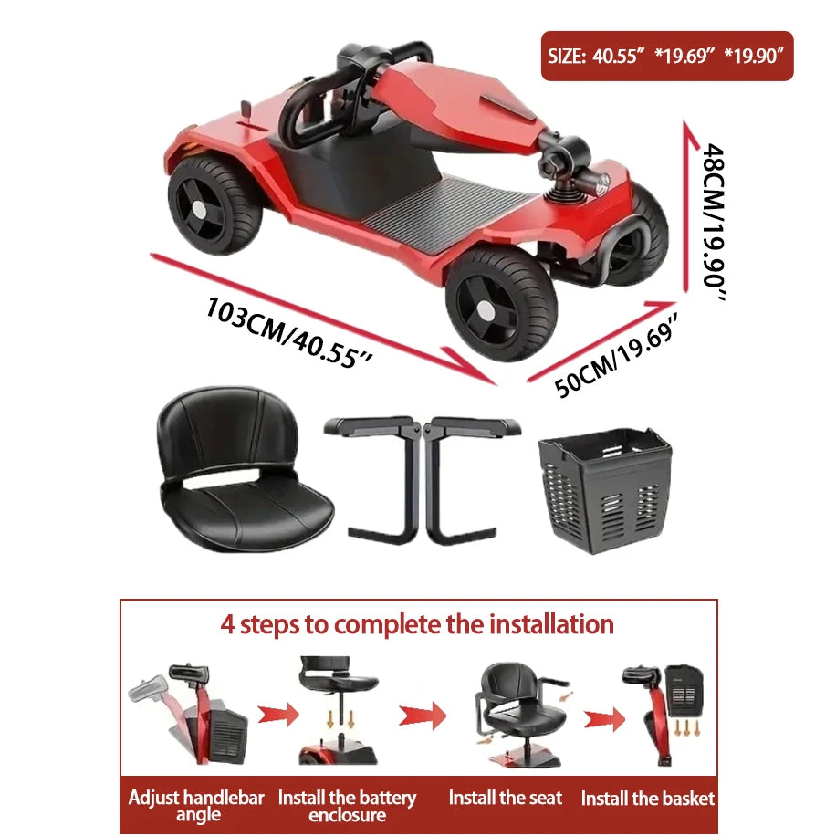 All Terrain 4-Wheel Foldable Mobility Scooter for Seniors
