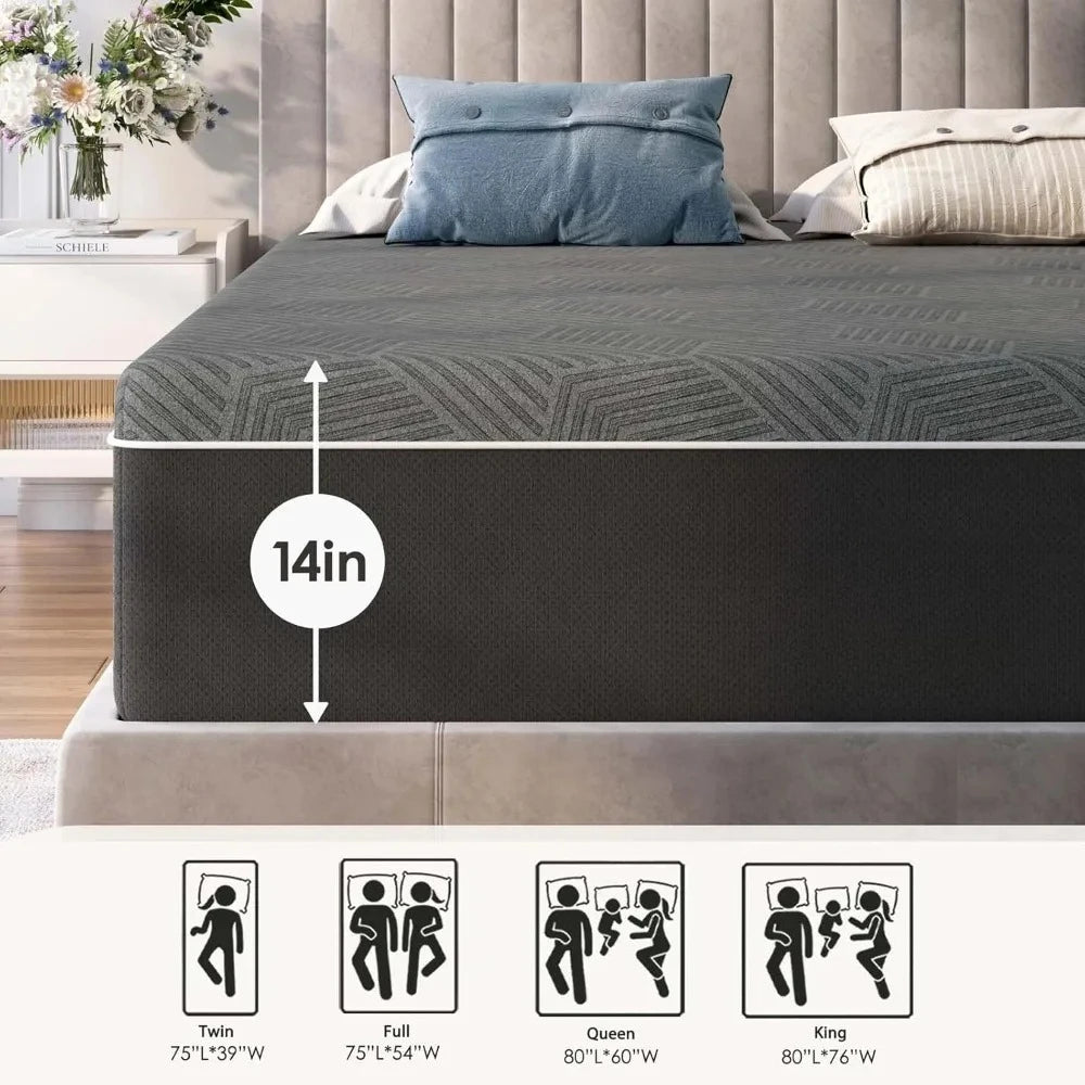 MOYU Gel Memory Foam Mattress Pressure Relief and Motion Isolation