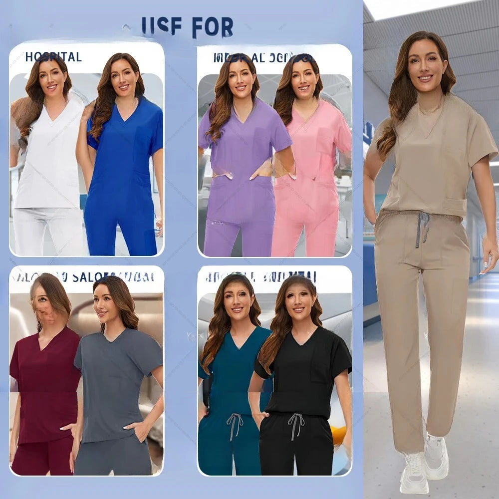 NONECN Unisex Medical Scrub Set for Nurses and Dentists