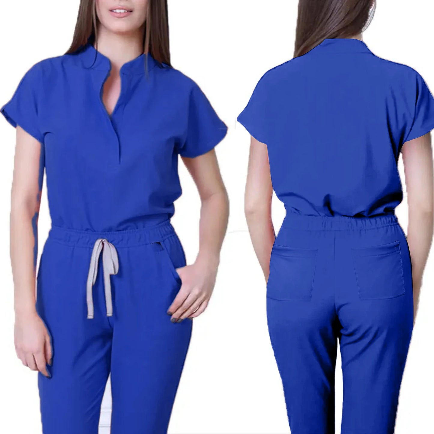 Nurse Jumpsuit Stand Collar Short Sleeve Medical Uniform Workwear