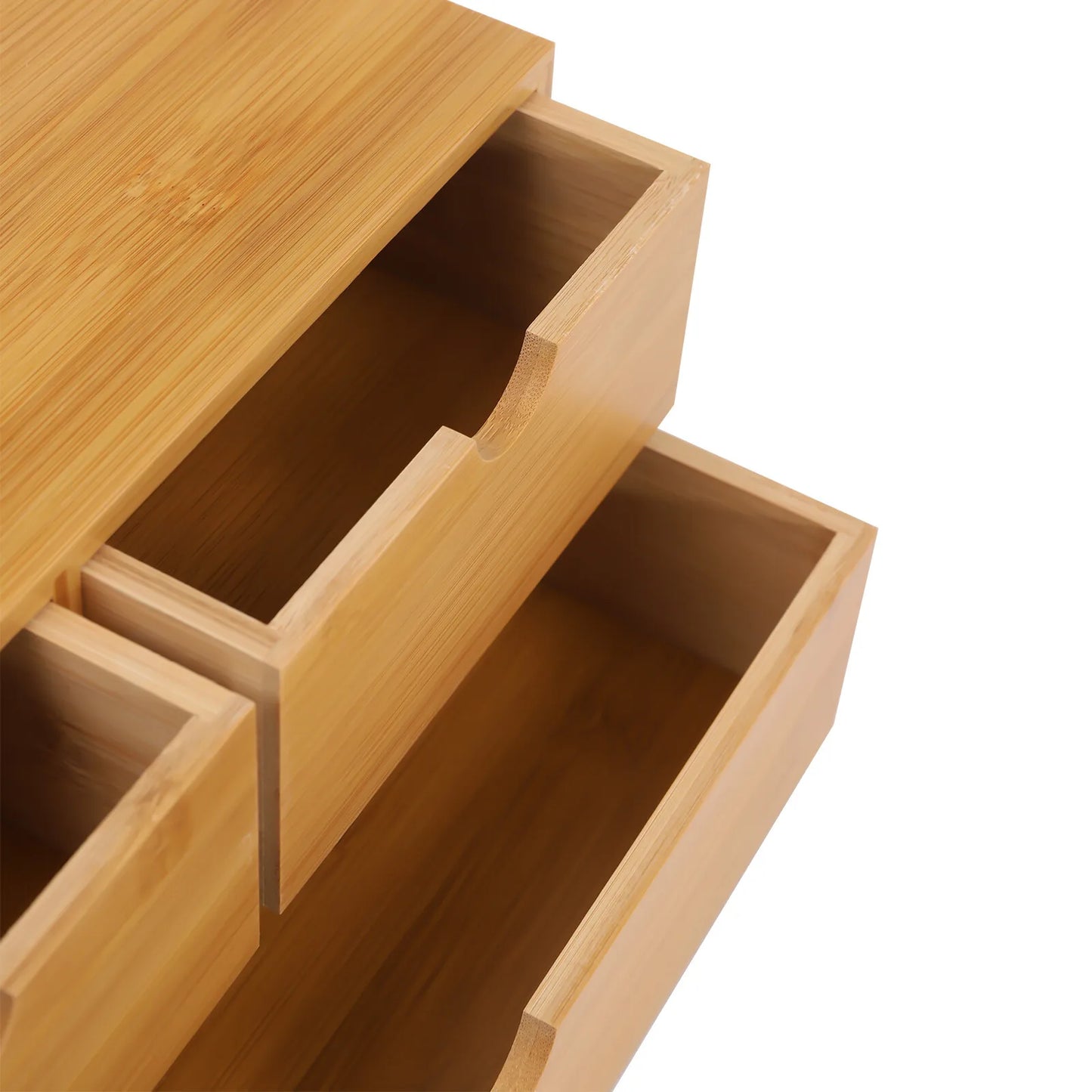 Bamboo Desk Drawer Organizer 3 Drawer Tabletop Storage Box