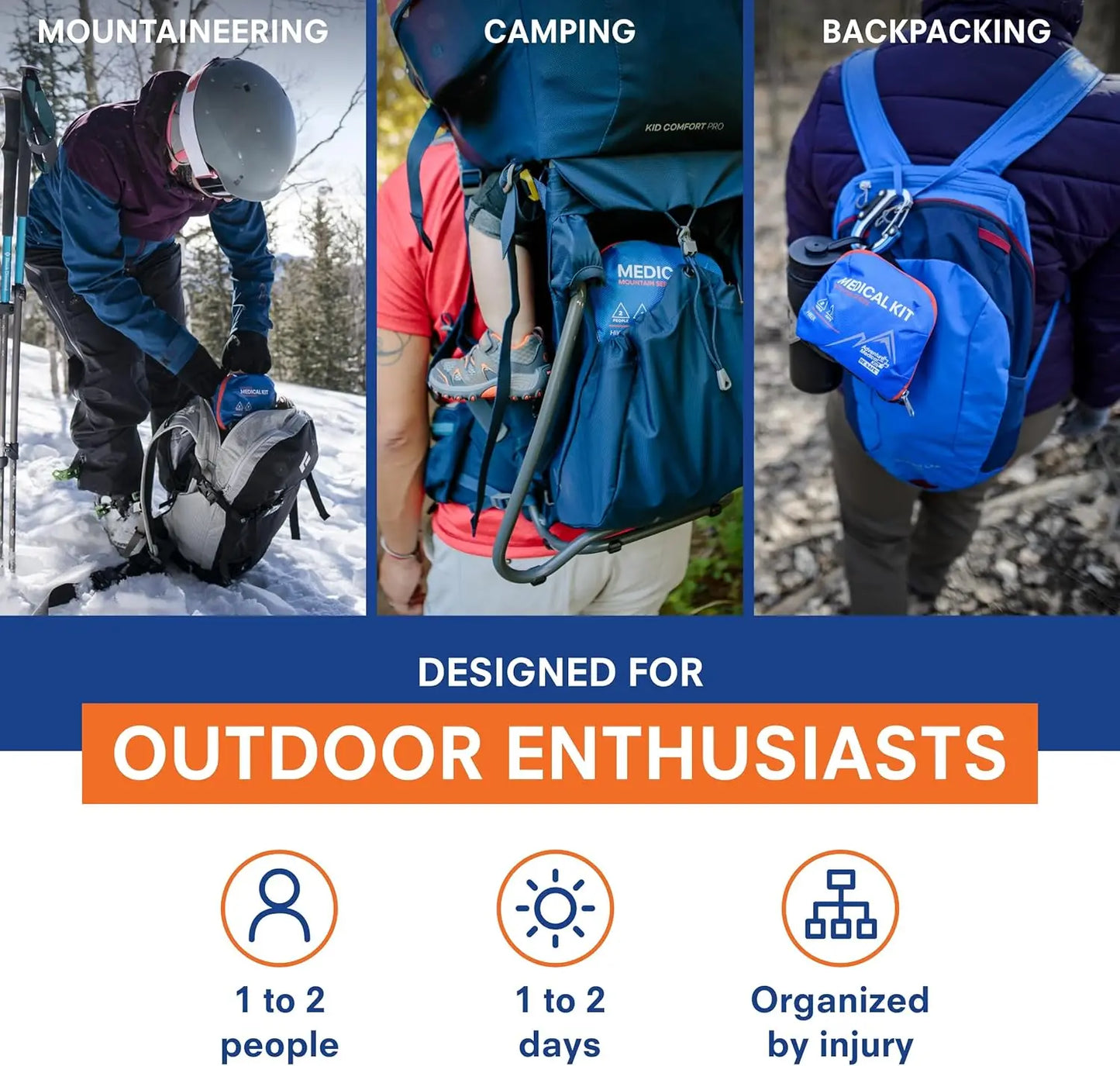 Emergency First Aid Kit for Hiking with Trauma Pad
