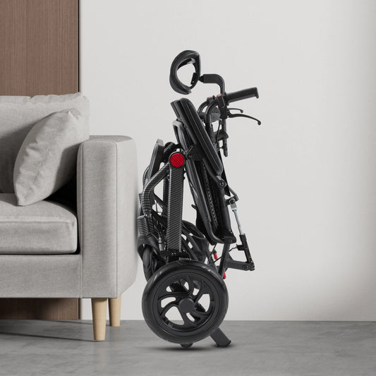 Folding Transport Wheelchair Reclining With Adjustable Headrest