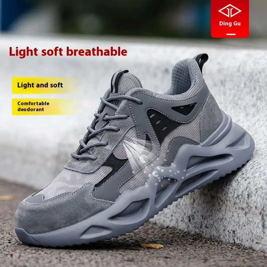 Men's Comfortable Soft-Soled Puncture Resistant Metal-Toe Work Shoes
