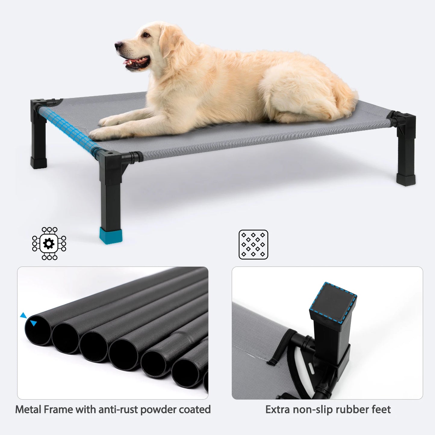 Elevated Dog Bed Cooling Raised Pet Cot Chew Proof Mesh