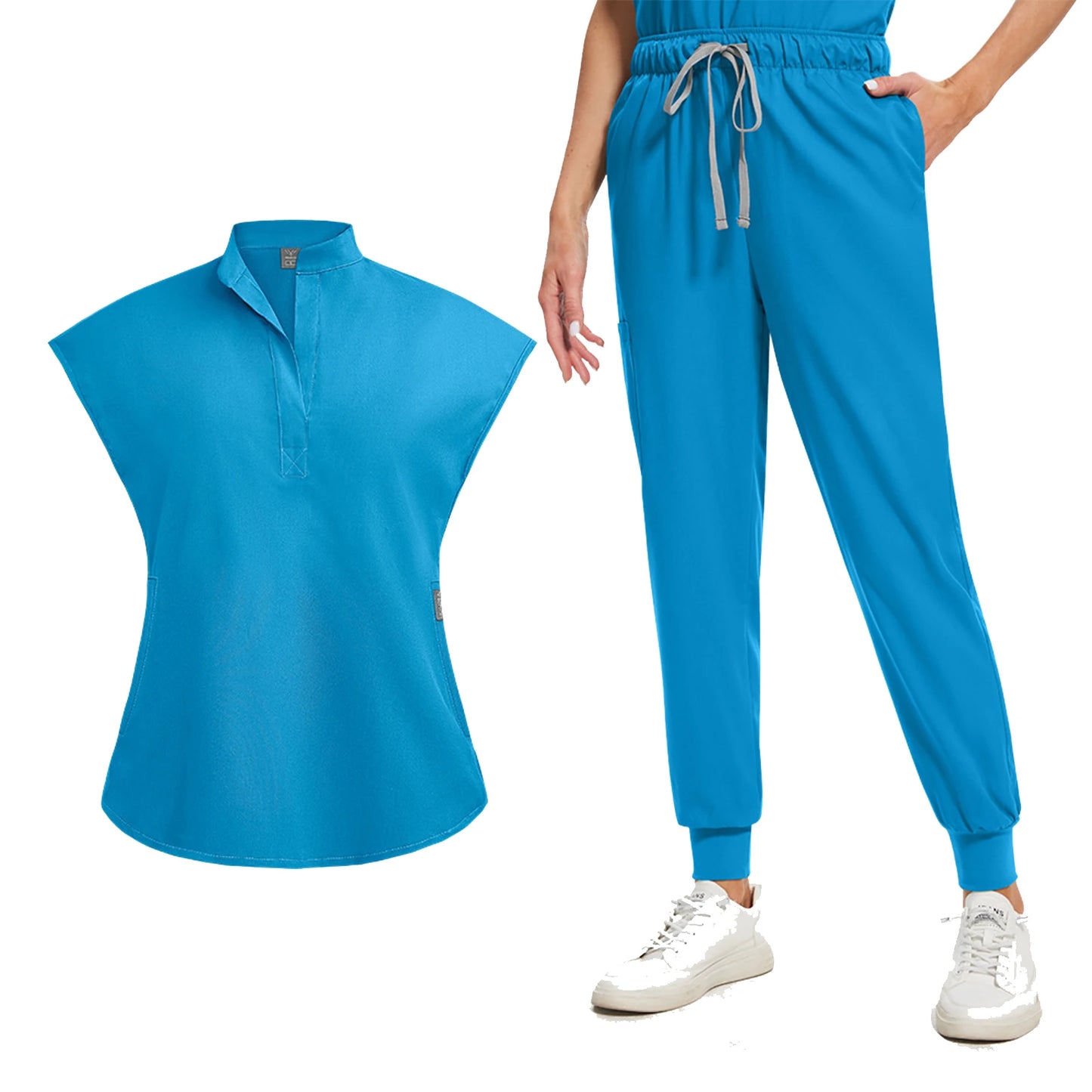Professional Short Sleeve Scrubs Uniform V Neck Unisex Medical Workwear