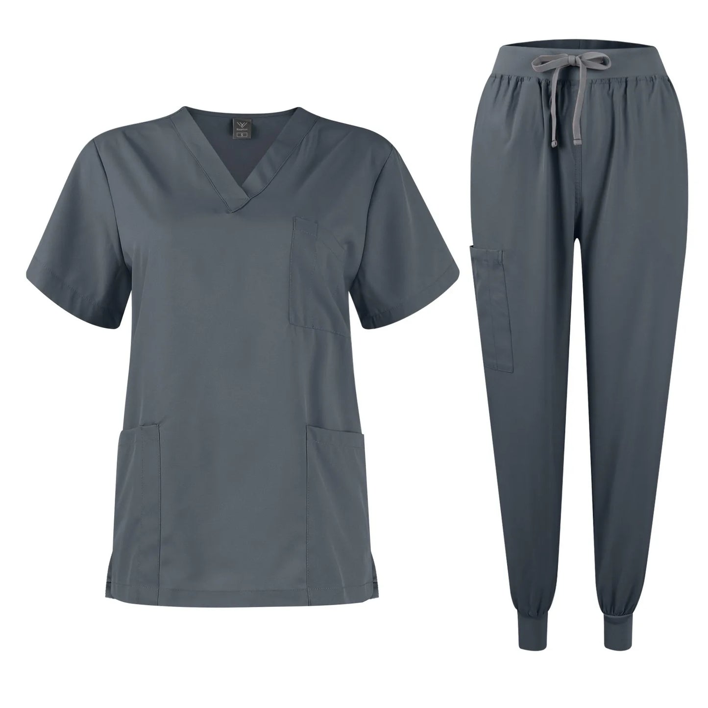 Eillysevens Women Nurse Uniform Quick-Dry V-Neck Short Sleeve Set