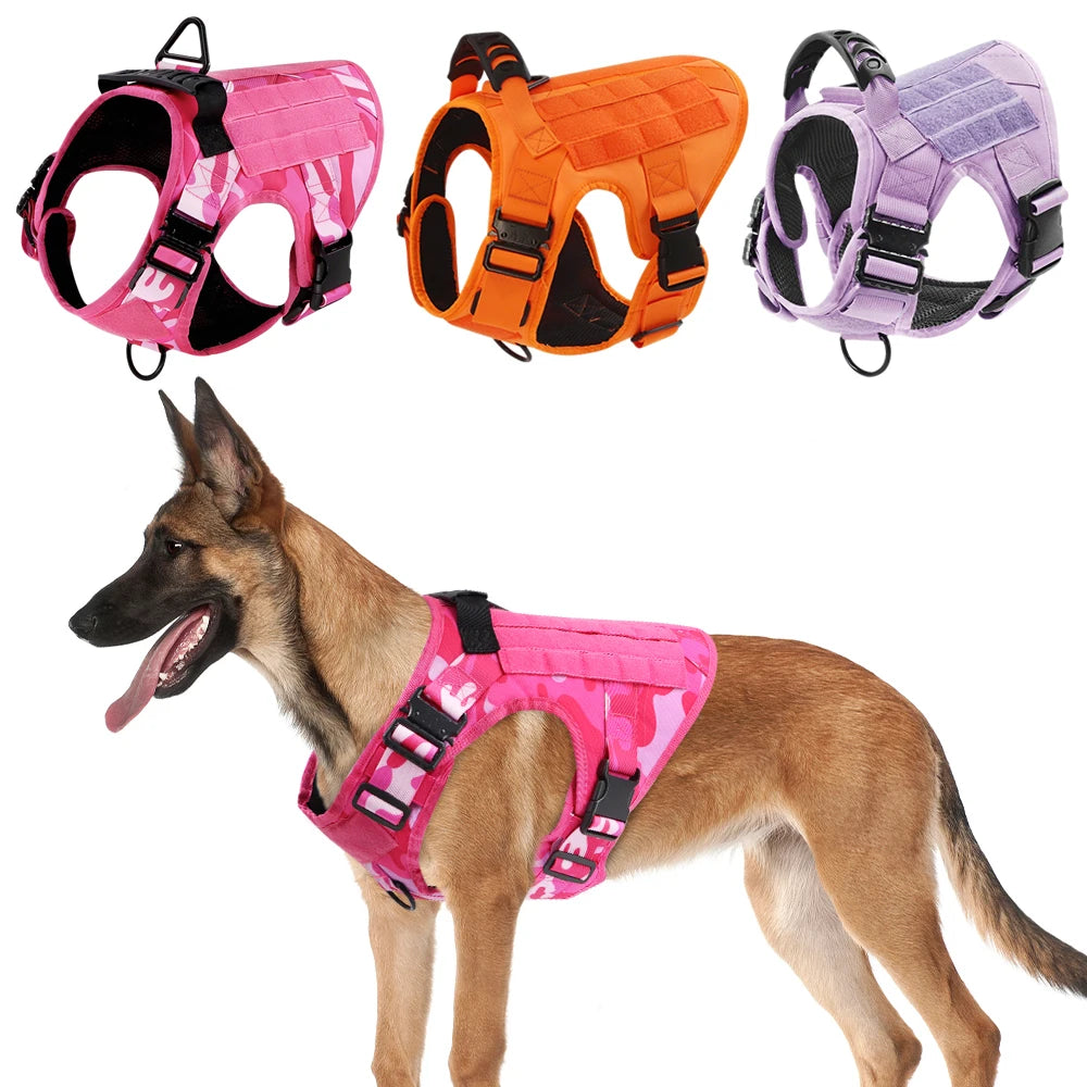 PETRAVEL Military Camouflage Dog Harness Adjustable Nylon Tactical Vest