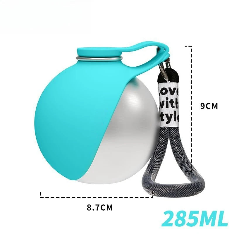 Two In One Portable Dog Drinker Silicone Bowl Stainless Steel