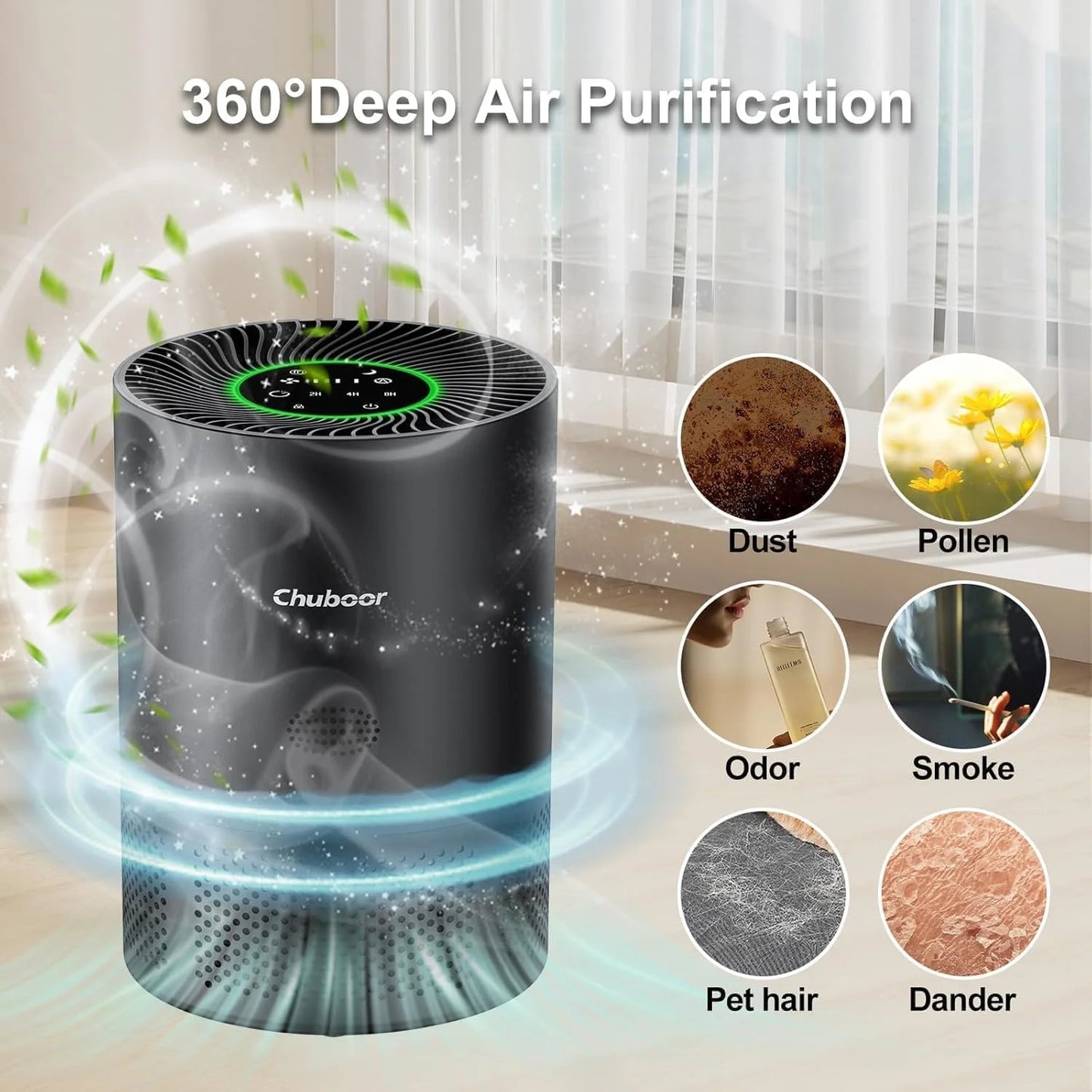Chuboor H13 True HEPA Air Purifier For Home Bedroom Kitchen