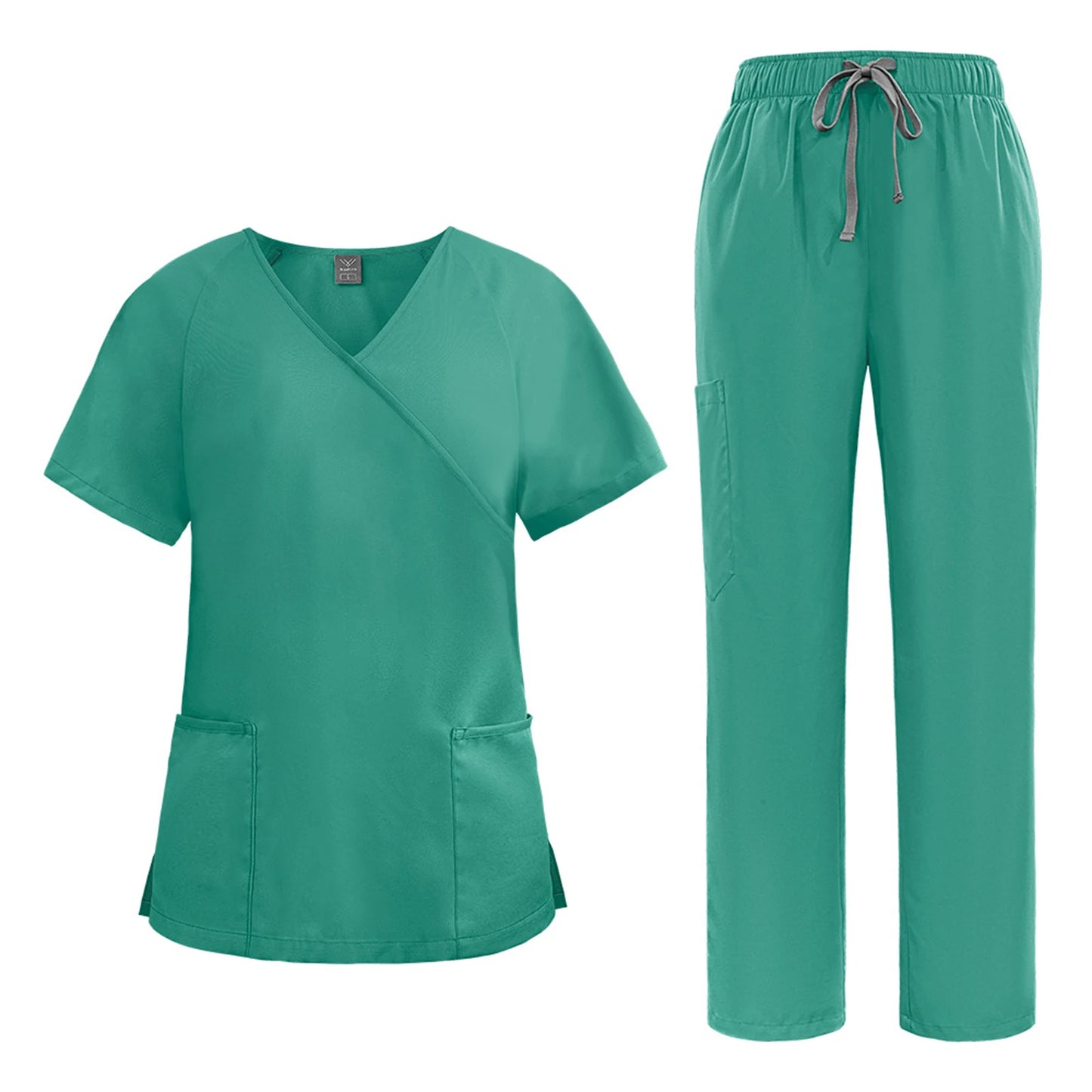 Nurse Scrub Set Medical Uniform With V Neck Pockets