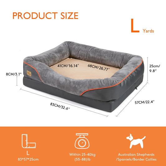 BINGOPAW Large Dog Bed With Removable Washable Cover Waterproof Foam