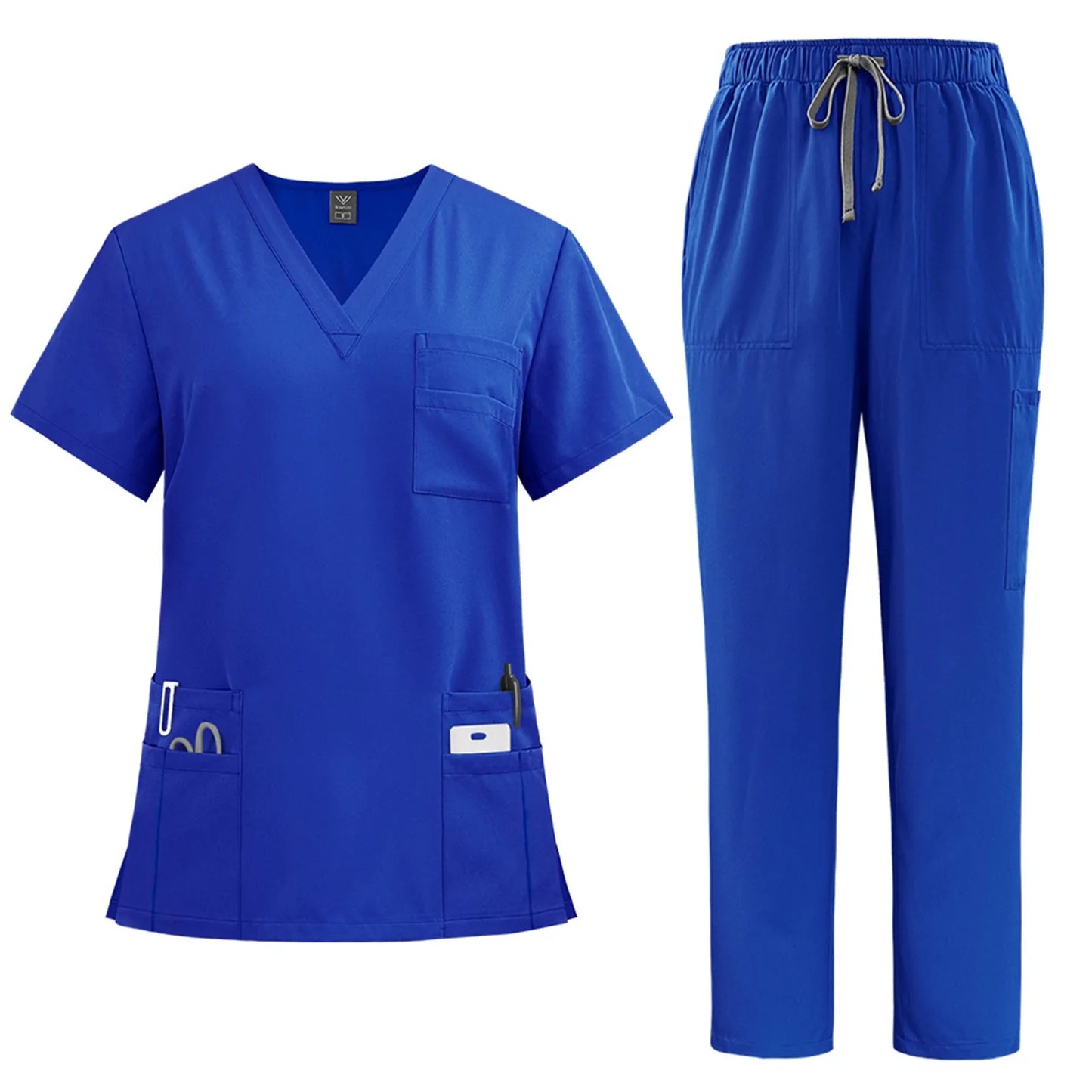 Eillysevens Nurse Uniform Quick Dry VNeck Short Sleeve Pants Set