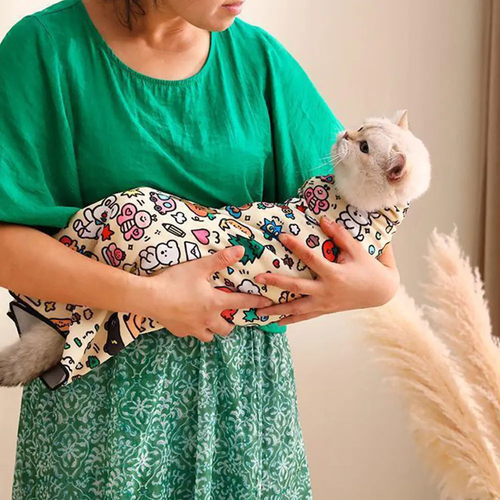 ALLOYSEED Cat Grooming Wrap Self Adherent Anti Bite Cat Restraint