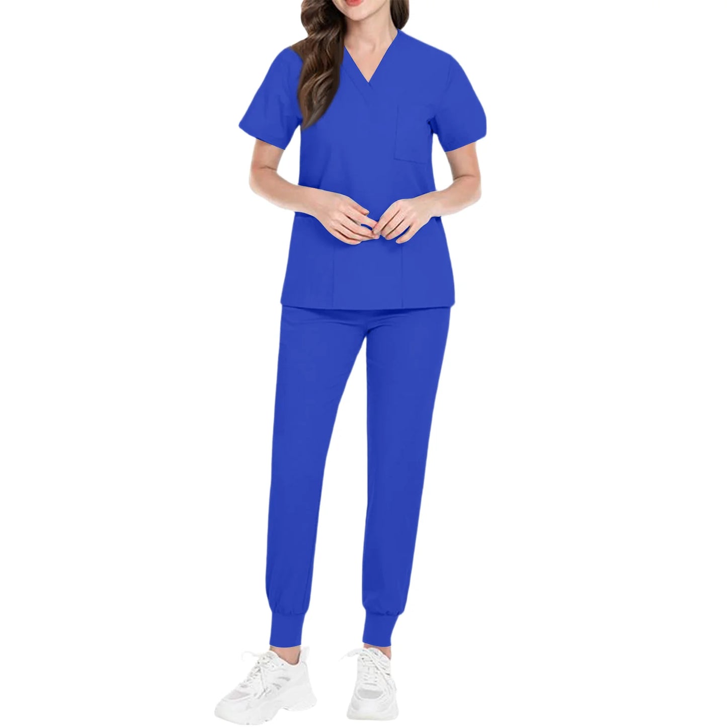 Women's Nurse Scrub Set V-Neck Short Sleeve Medical Uniform
